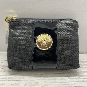 Bosom Buddy Black MAKE UP Pouch Bag Tassel Gold Bee Charm NWT
